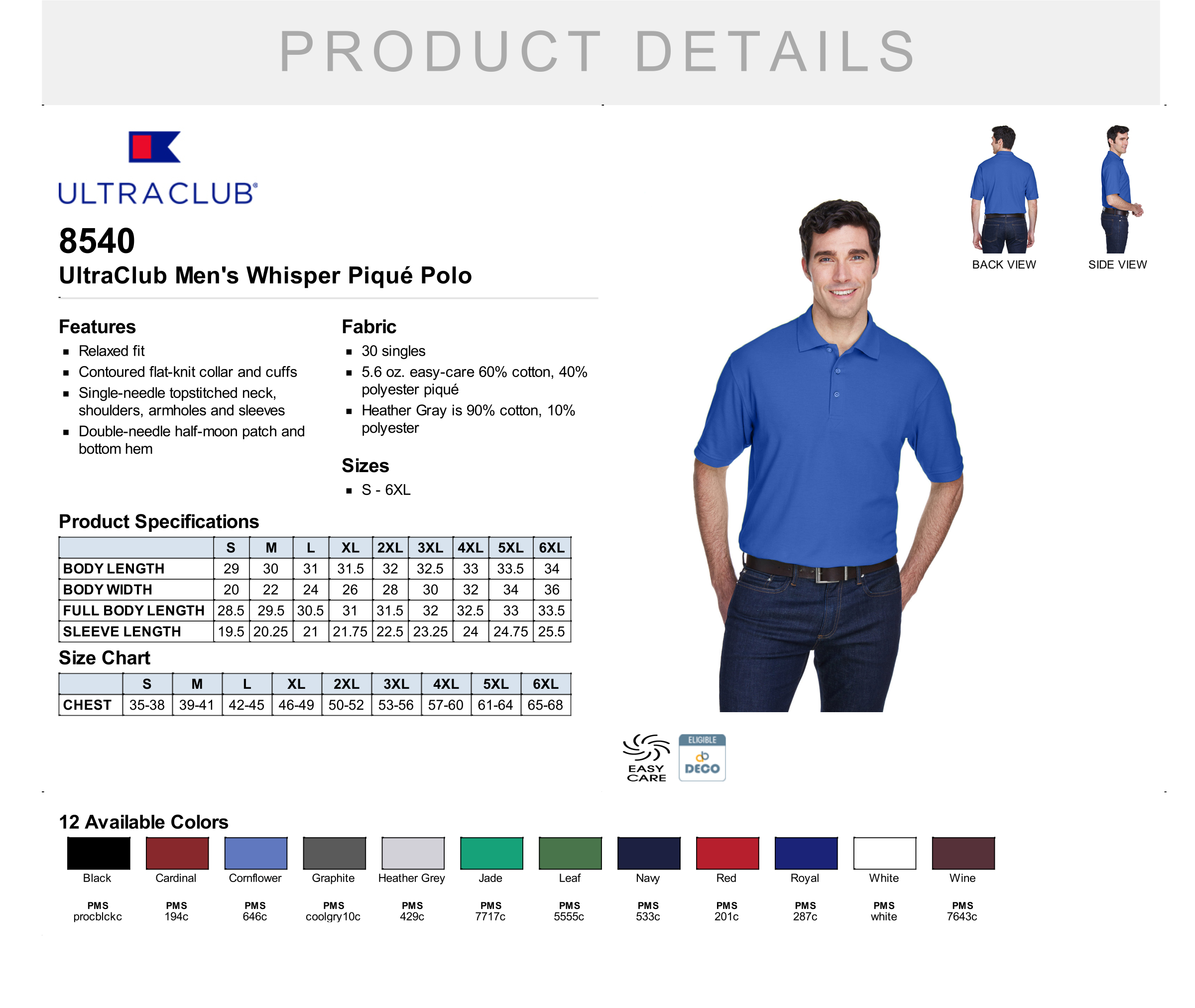 Women's 600 - UltraClub Men's Whisper Piqué Polo