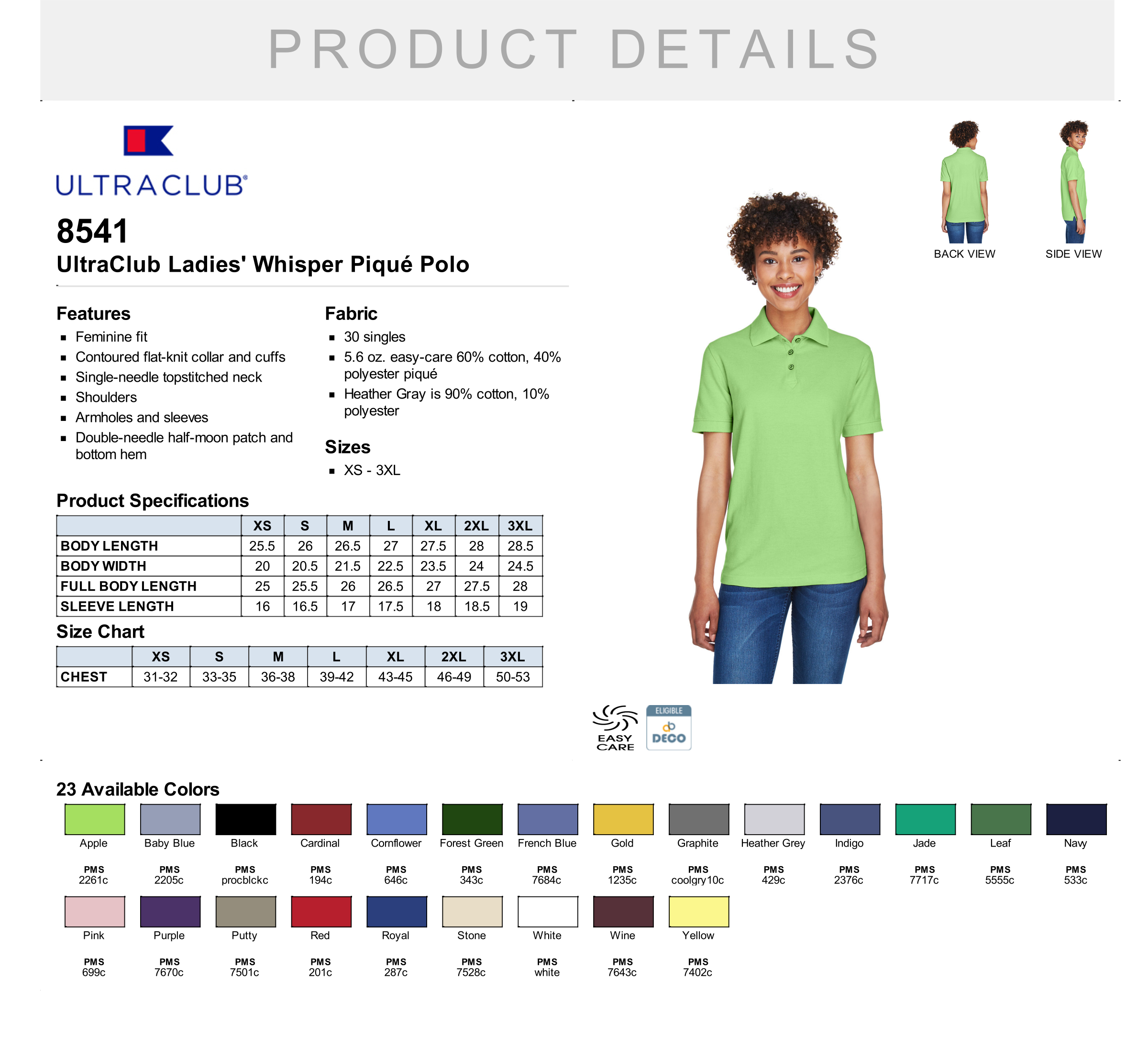 Women's 600 - UltraClub Ladie's Whisper Piqué Polo