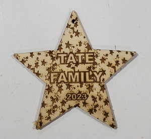 2023 Wooden Family Star Ornament