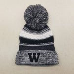 Black W w/ White Outline Pom Beanie (STC21)