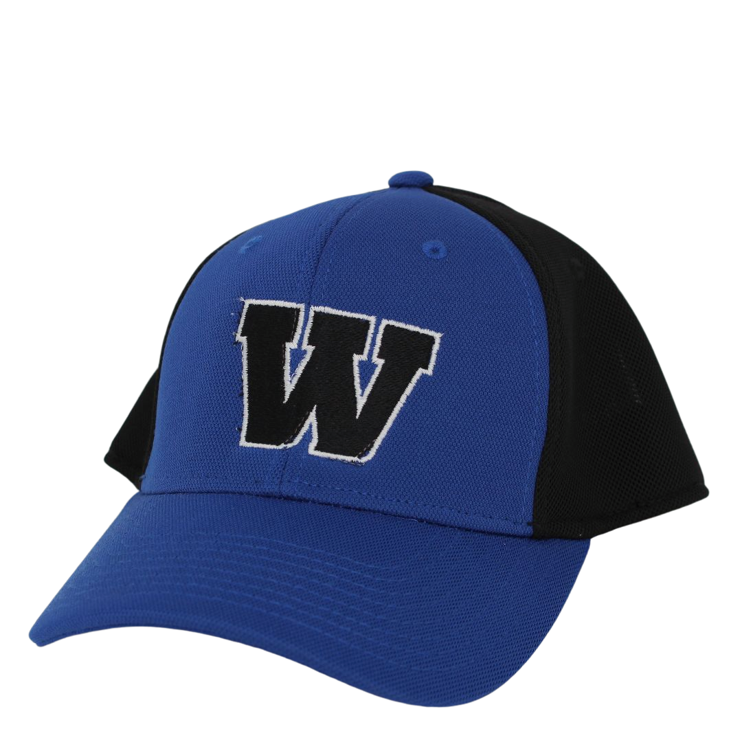 Black W w/ White Outline Fitted Mesh Cap (C826)