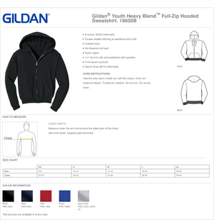 Dodgeland Youth Gildan Heavy Blend™ 8 oz., 50/50 Full-Zip Hooded Sweatshirt