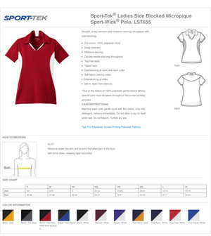 Dodgeland Ladies Sport-Tek® Side Blocked Micropique Sport-Wick® Polo