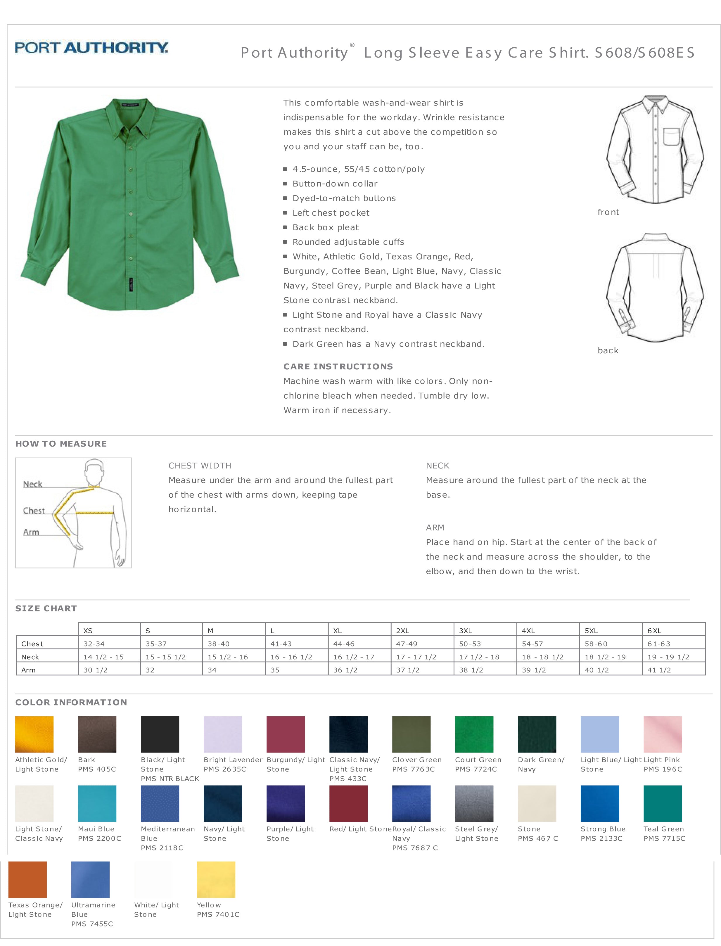 City of Watertown Mens Long Sleeve Easy Care Shirt