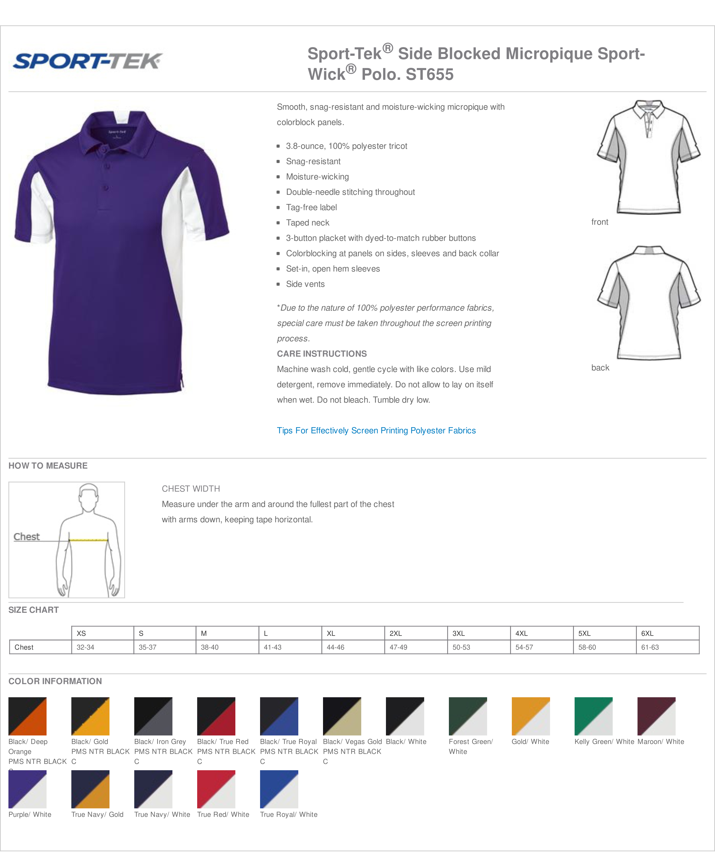 Dodgeland Sport-Tek® Side Blocked Micropique Sport-Wick® Polo